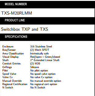 TopWorx 閥位開關 閥門指示器 限位開關 TXS TXP